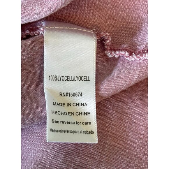 Standard Grace Womens Large Mauve Embroidered Top Boho Raw Hem Flowy 3/4 Sleeves - Picture 10 of 13